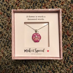 Pink Rhinestone Flower Necklace